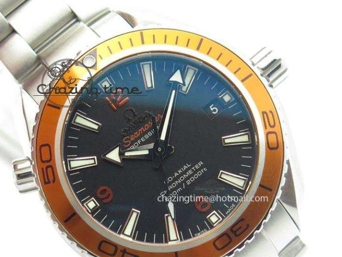 0127 Planet Ocean SS Bp Maker 45mm Orange Bezel On SS Bracelet A DailyWear 8216